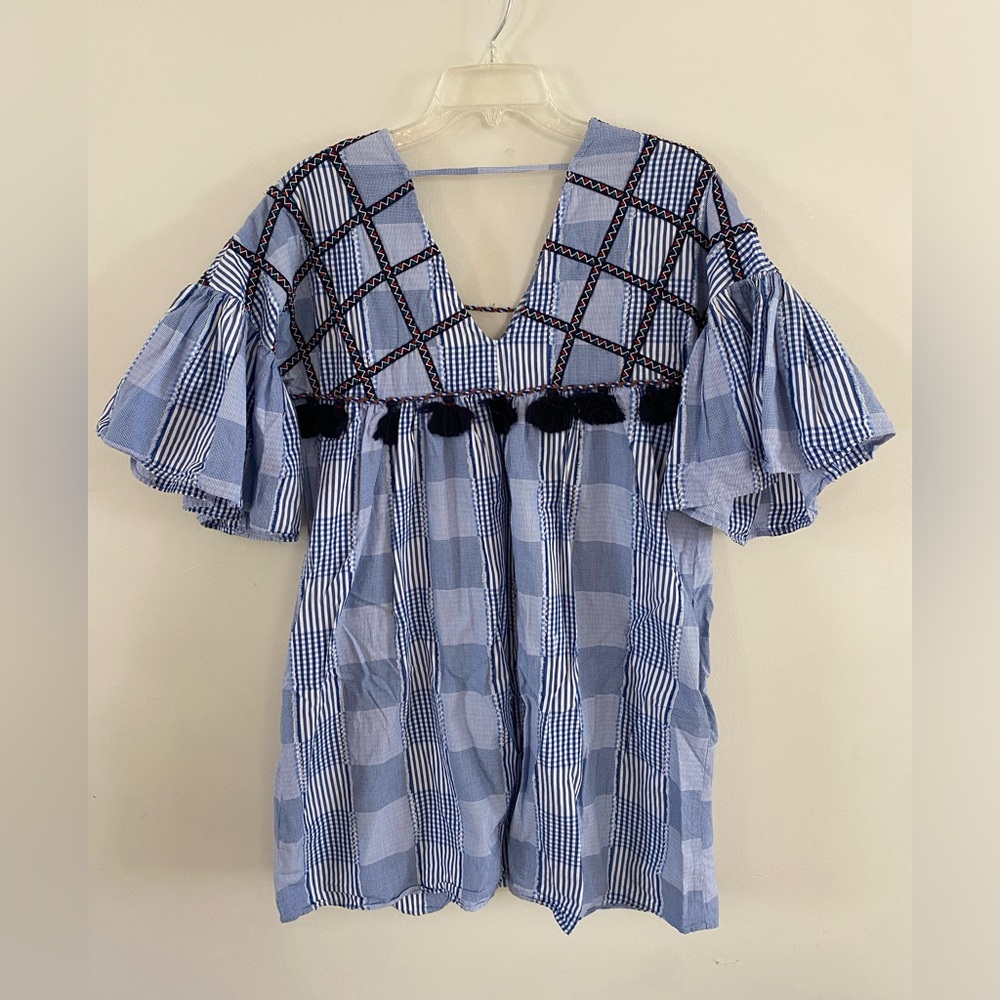 Anthropologie Maeve Patchwork tassel dress